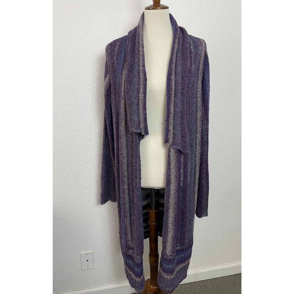 Chico Sweater Cardigan Open Front Striped Stretch Knit